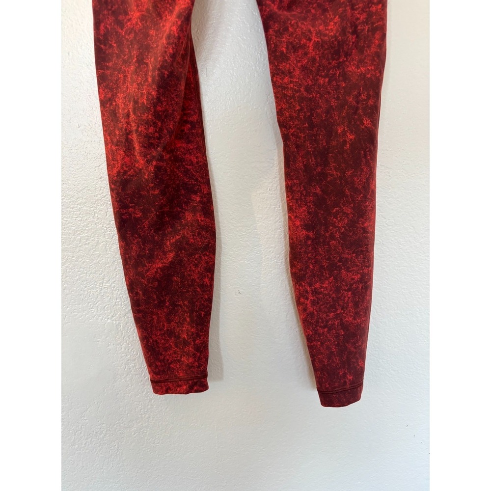 Lululemon Leggings Autumn Red Black 6 Wunder Train High Rise Gym Workout Marbled - Picture 6 of 16